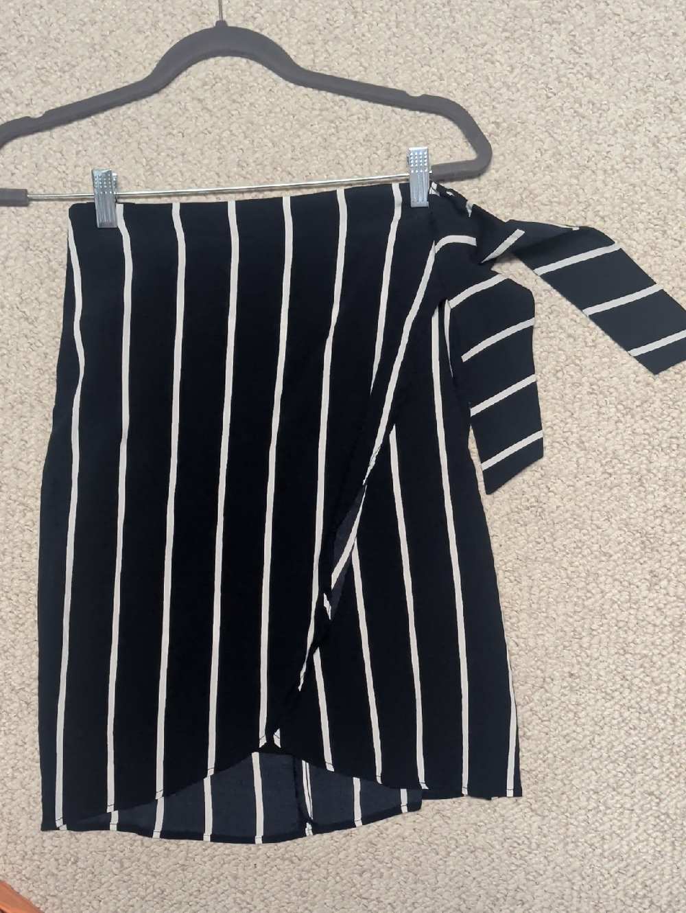 LOFT Navy with White Stripes Wrap Skirt